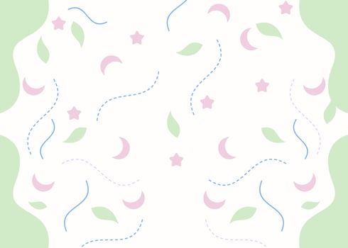Whimsical celestial night sky with moons stars and leaves vector