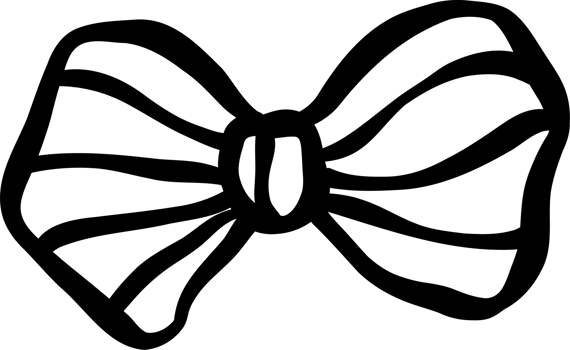 Cute Stripe Bow Tie Decorative doodle outline hand drawn black and white png