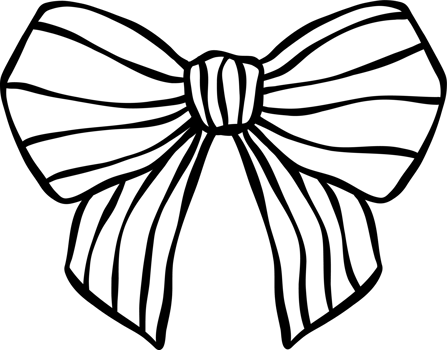 Cute Stripe Ribbon Bow doodle outline hand drawn black and white png