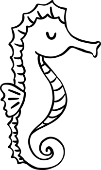 Cute Seahorse doodle outline, fisherman aesthetic png