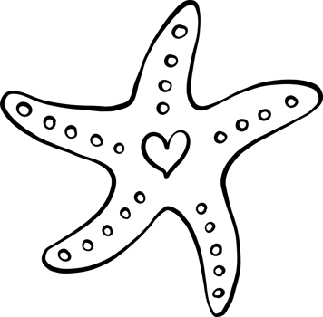 Cute starfish doodle outline, fisherman aesthetic png