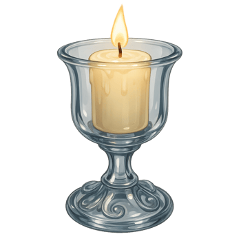 Glass candle holder short stem white flame decorative home decor png