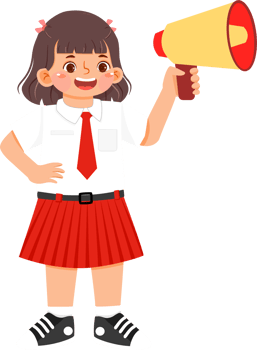 Schoolgirl Elementary Student holding Megaphone png