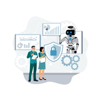 Business professionals with a robot vector