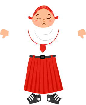 Hijab Girl Elementary School Student Showing Thumbs Down Sign png