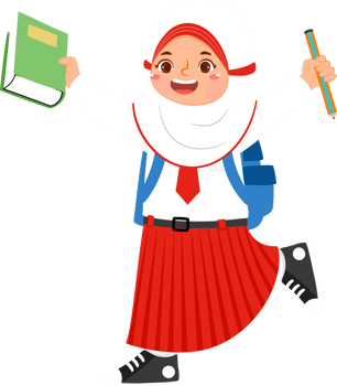 Elementary School Student with Hijab Holding Book and Pencil png