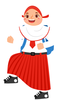 Happy Schoolgirl Elementary Student Wearing Uniform and Hijab png
