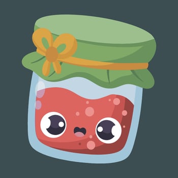strawberry jam with cute face in isolated background vector