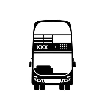 Minimalist double decker bus icon illustration, Land Transportation Silhouette Icon, Station Stop Sign for Public Transportation, isolated bus front view sign vector