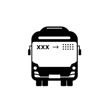 Minimalist public bus icon illustration, Land Transportation Silhouette Icon, Station Stop Sign for Public Transportation, isolated bus front view sign vector