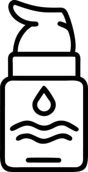 Simple line art of moisturizer bottle with wave and droplet symbol vector