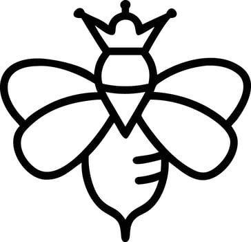 Simple line art of queen bee with crown for logo design vector