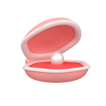 Pearl inside seashell isolated 3d render icon illustration png