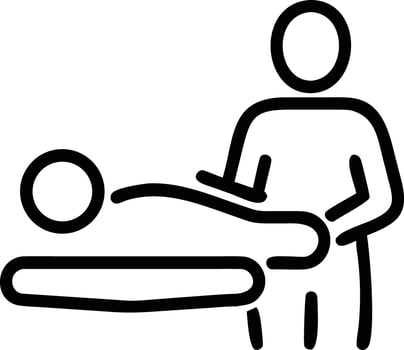 Simple line art showing a massage therapist treating a patient on table vector