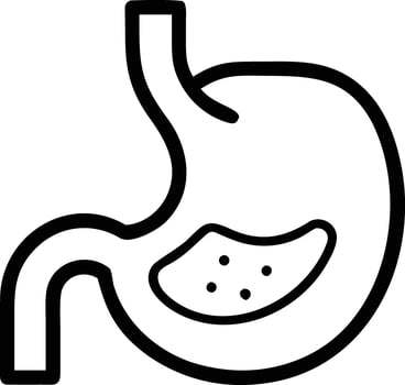 Simple line drawing of human stomach with contents for medical illustrations vector