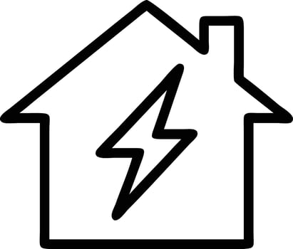 Simple outline house with electricity symbol for energy efficiency or solar power vector