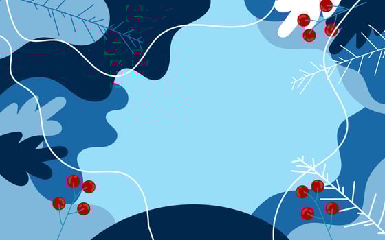 Blue leaves and red berries design vector