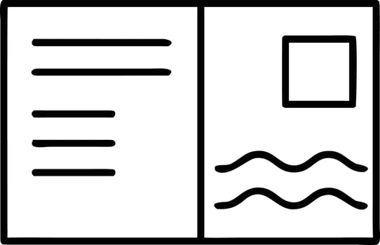Simple postcard icon featuring address lines, postage stamp and waves design illustration vector