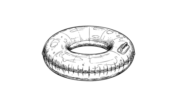Sketch of inflatable ring tube Hand drawnwater floatation device vector