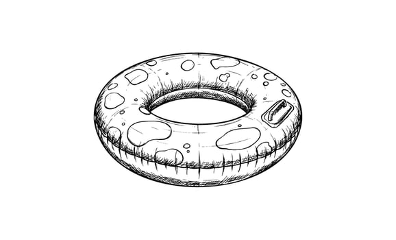 Hand drawnsketch of donut-shaped inflatable swim ring with patterns vector