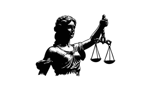 Illustration of blindfolded lady justice holding scales of justice vector