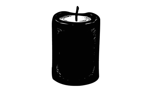 Black and white Hand drawncandle art illustration on white background vector