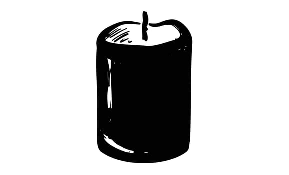 Monochrome sketch of a single candle with minimalist design vector