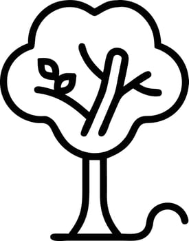 Simple tree icon with leaves in line art style for design vector
