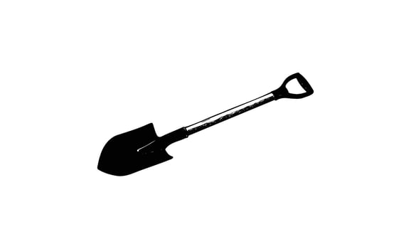 Black silhouette of a garden shovel on white background vector