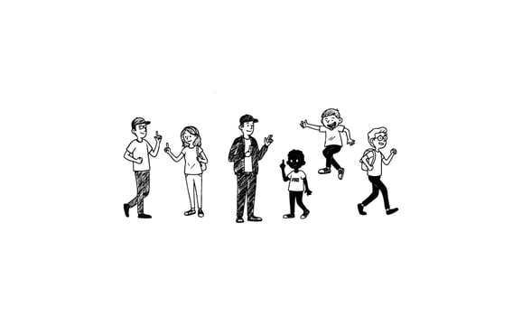 Diverse group of people in casual clothing engaged in social activities vector