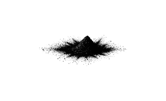 Abstract black ink particle explosion with central peak on white background vector