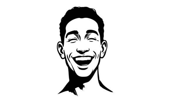 Smiling african male teen drawing with joyful expression on white background vector