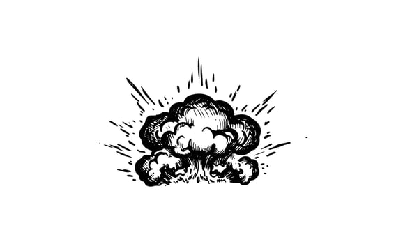 Hand drawnexplosion illustration with smoke and sparks vector