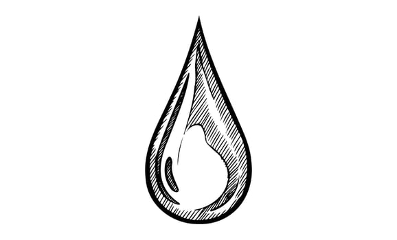 Black and white sketch of a stylized water drop with intricate line patterns vector