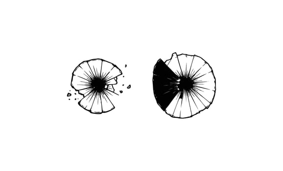 Abstract black and white geometric circles with radial lines vector