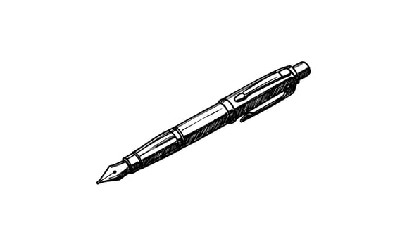 Vintage fountain pen sketch on white background vector