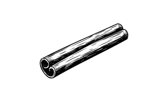 Detailed Hand drawncinnamon stick illustration in black and white vector