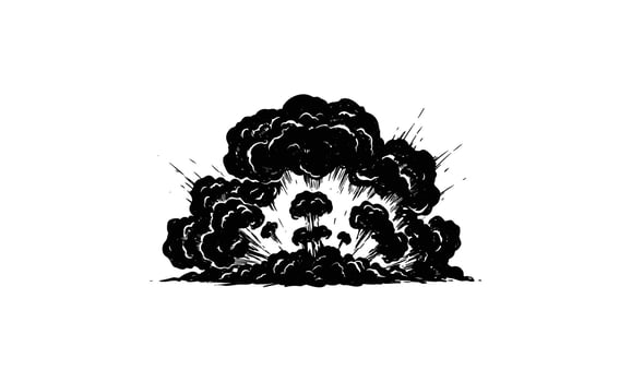 Dramatic black explosion illustration on white background vector