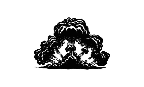 Monochrome explosion cloud graphic with dynamic energy display vector