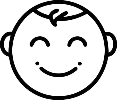 Smiling baby face outline icon for kids related designs vector