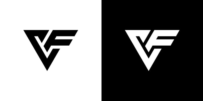 VF or FV initial letter logo design template vector