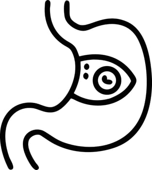 Stomach organ with gastric ulcer disease or tumor line icon vector