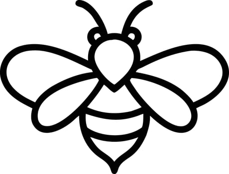 Stylized bee outline with wings and antennae for craft projects and design vector