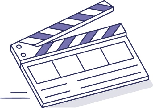 Purple and white film clapperboard illustration movie vector