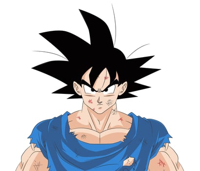 Battle Damaged Goku Anime Portrait vector