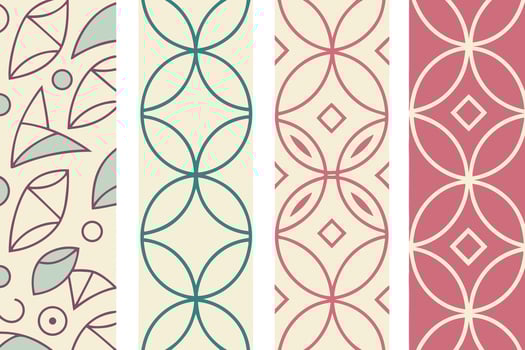 Four Abstract Geometric Patterns in Cream Teal and Pink vector