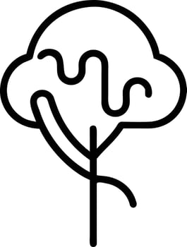 Stylized tree with branch and swirling foliage in simple outline style vector