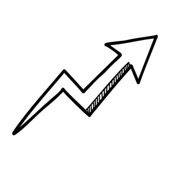 Hand-drawn graph with upward arrow showing financial growth or trend vector