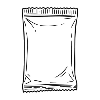 Blank snack package mockup with crimped edges for food branding design vector