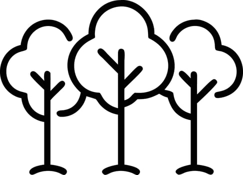 Three simple trees in outline style for logo or design vector